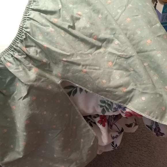 Sage Floral Twin Dust Ruffle Bed Skirt Complete 4 Corner Poly/cotton 14" Drop - Picture 7 of 11